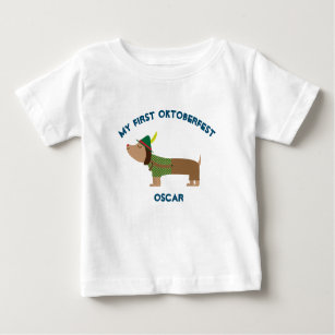 "My First Oktoberfest" Cute Dog Lederhosen  Baby T-Shirt