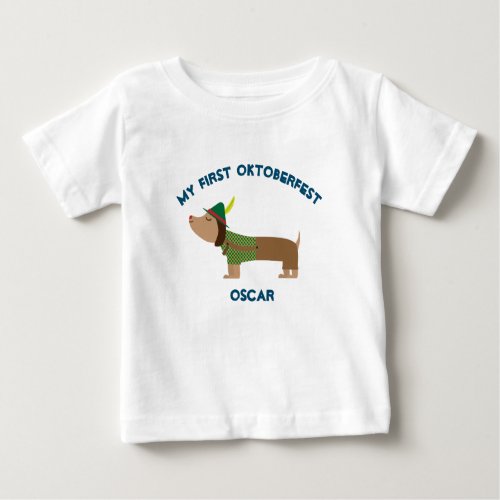 My First Oktoberfest Cute Dog Lederhosen  Baby T_Shirt