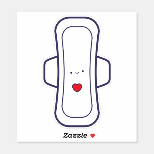 My First Period Cute Cartoon Menstrual Pad Heart Sticker