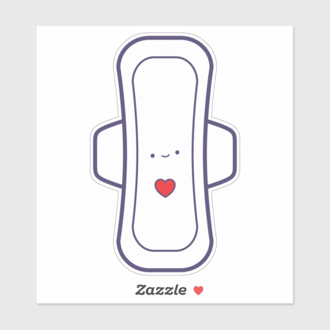 My First Period Cute Cartoon Menstrual Pad Heart Sticker (Sheet)