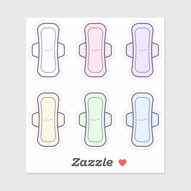 My First Period Cute Rainbow Cartoon Menstrual Pad Sticker | Zazzle