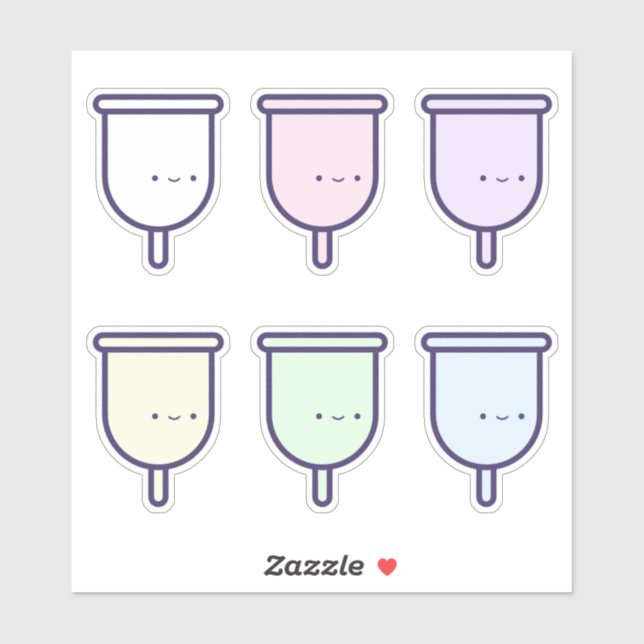 My First Period Cute Rainbow Menstrual Cups Sticker (Sheet)