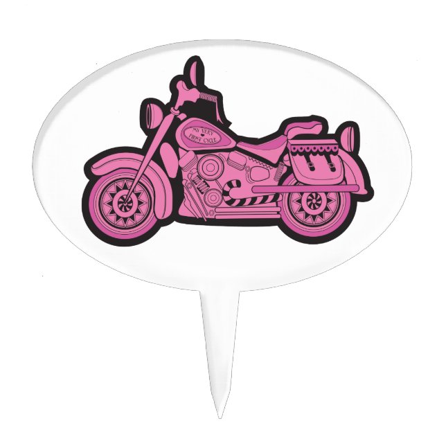 My First Pink Motorcycle Cake Topper (Front)