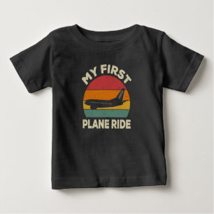 My First Plane Ride, Retro Vintage Sunset Airplane Baby T-Shirt