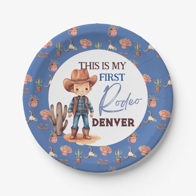 My first Rodeo Birthday Party 1st Western  Paper Plates (Front)