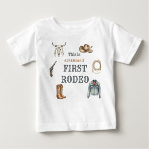 My First Rodeo Cowboy 1st Birthday Blue Baby Baby T-Shirt