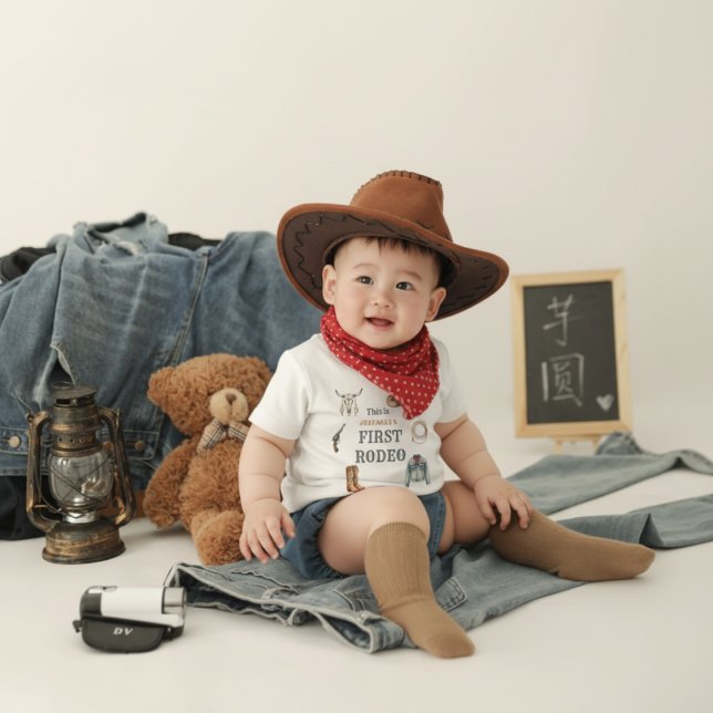My First Rodeo Cowboy 1st Birthday Blue Baby  T-Shirt (Creator Uploaded)