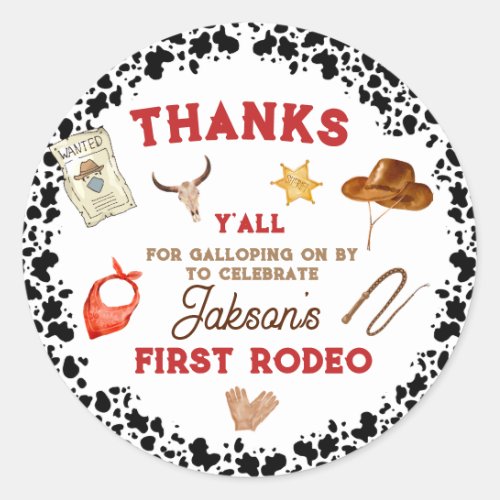 My First Rodeo Cowboy 1st Birthday Classic Round Sticker