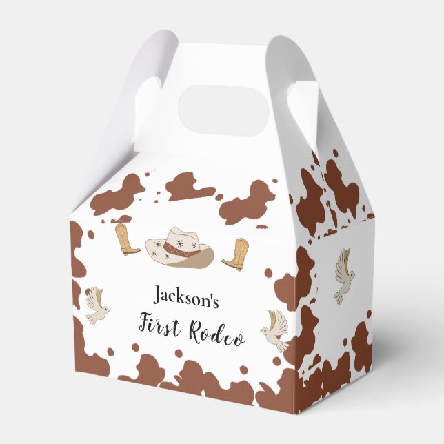 My First Rodeo Cowboy 1st Birthday Favor Boxes (Front Side)