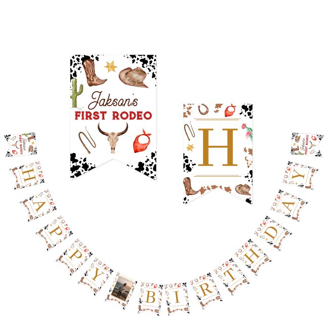 My First Rodeo Cowboy 1st Birthday Happy Birthday Bunting Flags (Creator Uploaded)