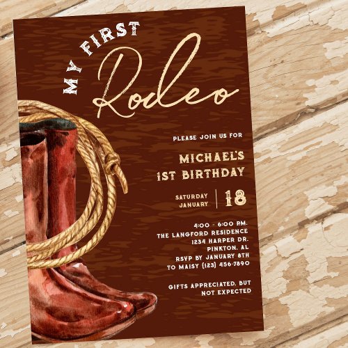 My First Rodeo Cowboy 1st Birthday Party Invitation