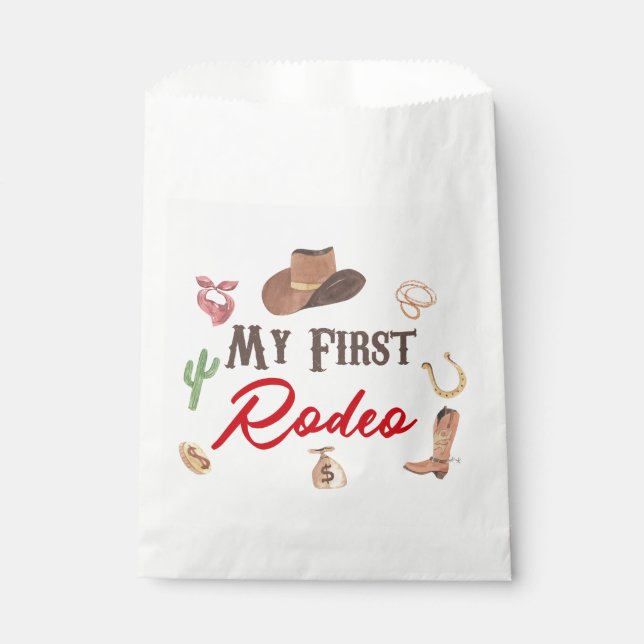 My First Rodeo Cowboy 1st First Birthday Favor Bag (Front)