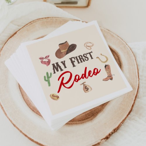 My First Rodeo Cowboy 1st First Birthday Napkins