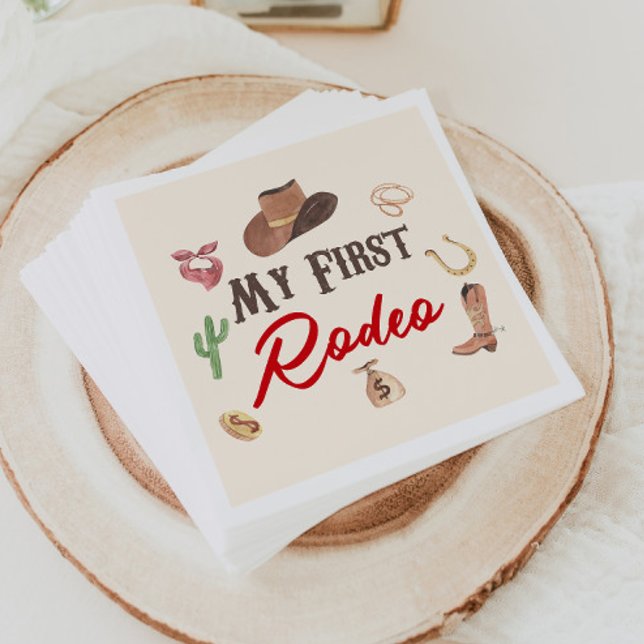 My First Rodeo Cowboy 1st First Birthday Napkins (Creator Uploaded)
