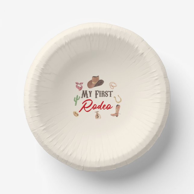 My First Rodeo Cowboy 1st First Birthday Paper Bowls (Front)