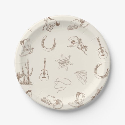 My First Rodeo Cowboy Birthday 7 Round Plate