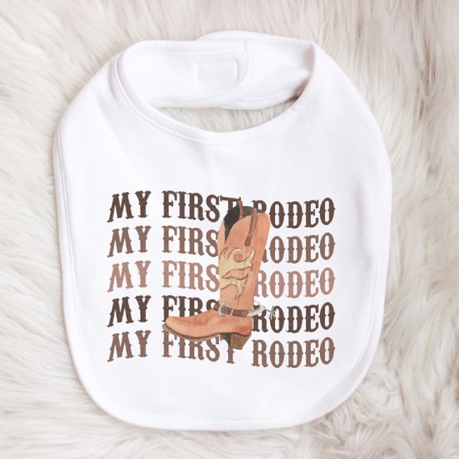 My First Rodeo Cowboy Boot First 1st Birthday Baby Bib (Creator Uploaded)