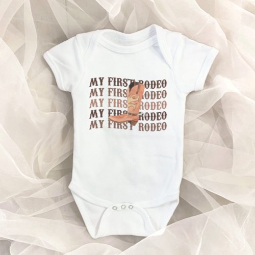 My First Rodeo Cowboy Boot First 1st Birthday Baby Bodysuit