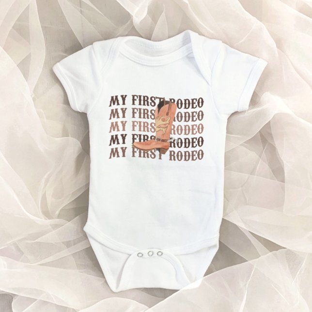 My First Rodeo Cowboy Boot First 1st Birthday Baby Bodysuit (Creator Uploaded)