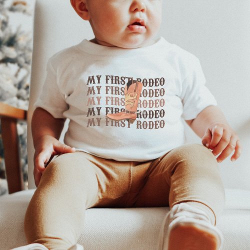 My First Rodeo Cowboy Boot First 1st Birthday Baby T_Shirt