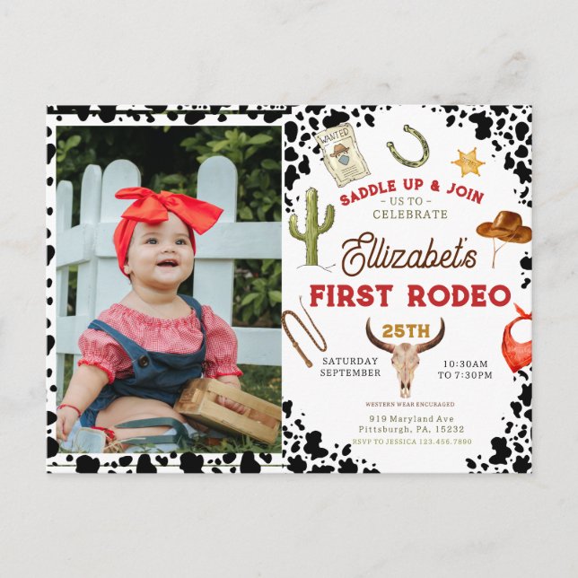 My First Rodeo Cowboy  photo 1st Birthday Postcard (Front)