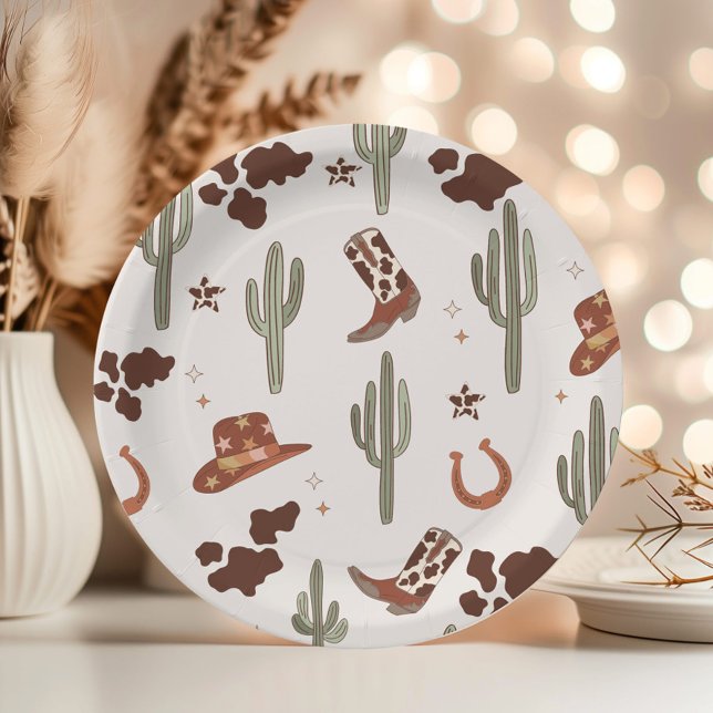 My First Rodeo Cowboy Wild west birthday party Paper Plates (Creator Uploaded)