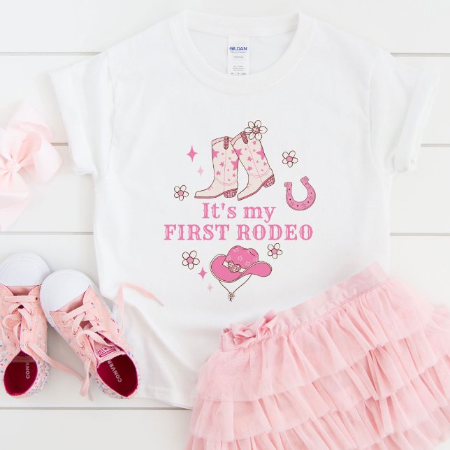 My First Rodeo Cowgirl 1st Birthday Western Baby T-Shirt (Creator Uploaded)