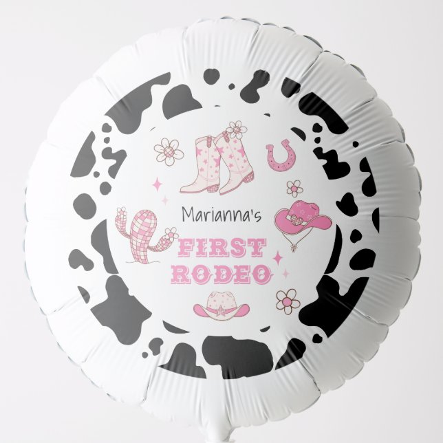 My First Rodeo Cowgirl birthday party Balloon (Front)