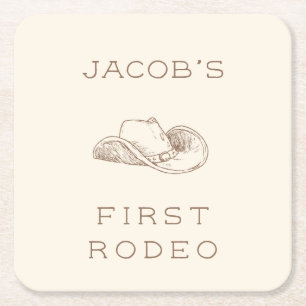 My First Rodeo Customizable Neural Party Napkin Square Paper Coaster