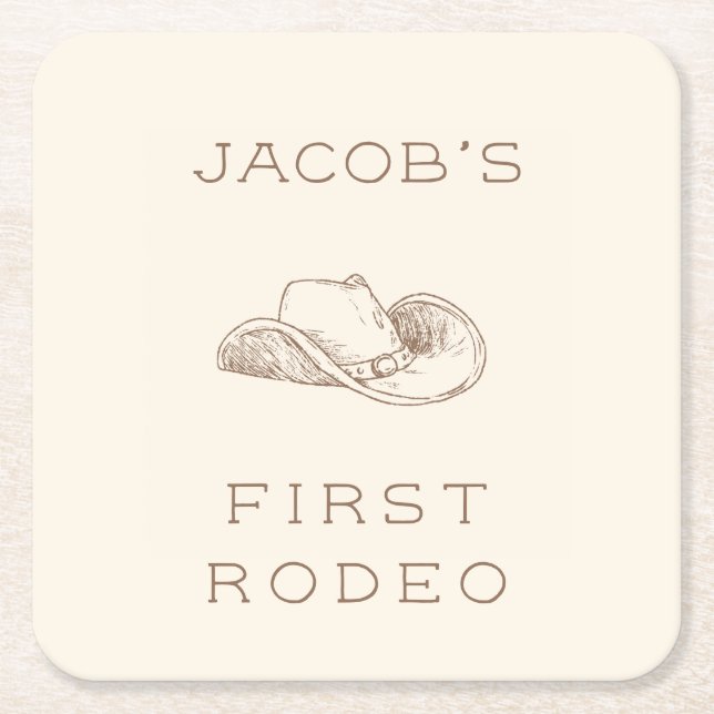 My First Rodeo Customizable Neural Party Napkin Square Paper Coaster (Front)