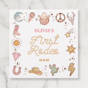 My First Rodeo Disco Cowgirl 1st Birthday Party Favor Tags