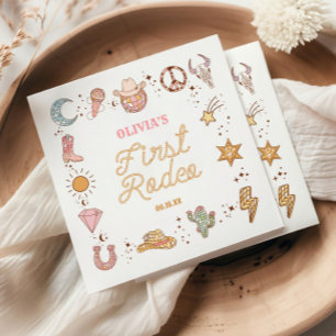 My First Rodeo Disco Cowgirl 1st Birthday Party Napkins