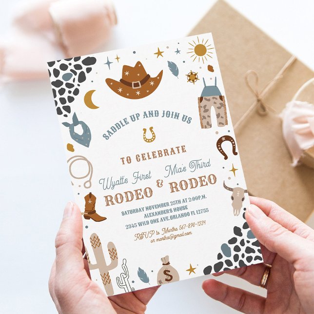 My First Rodeo Joint Cowboy Birthday Invitation (Creator Uploaded)