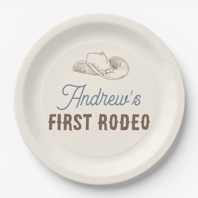 My First Rodeo Personalized Birthday Paper Plates (Front)