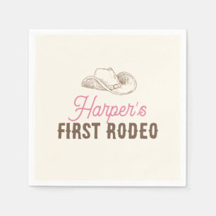 My First Rodeo Personalized Pink Cowgirl Birthday Napkins