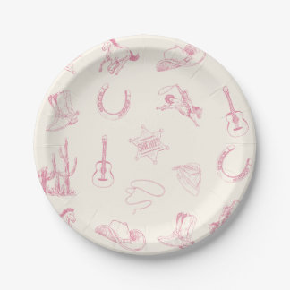 My First Rodeo Pink Cowgirl Western Birthday Paper Plates
