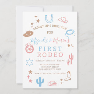My First Rodeo Southern Twins Cowboy Birthday  Invitation