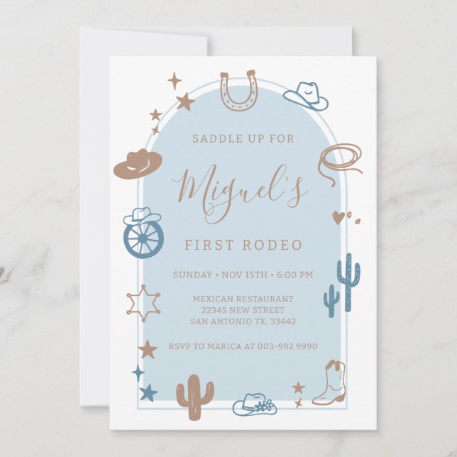 My First Rodeo Southern Wild West Cowboy Birthday  Invitation (Front)