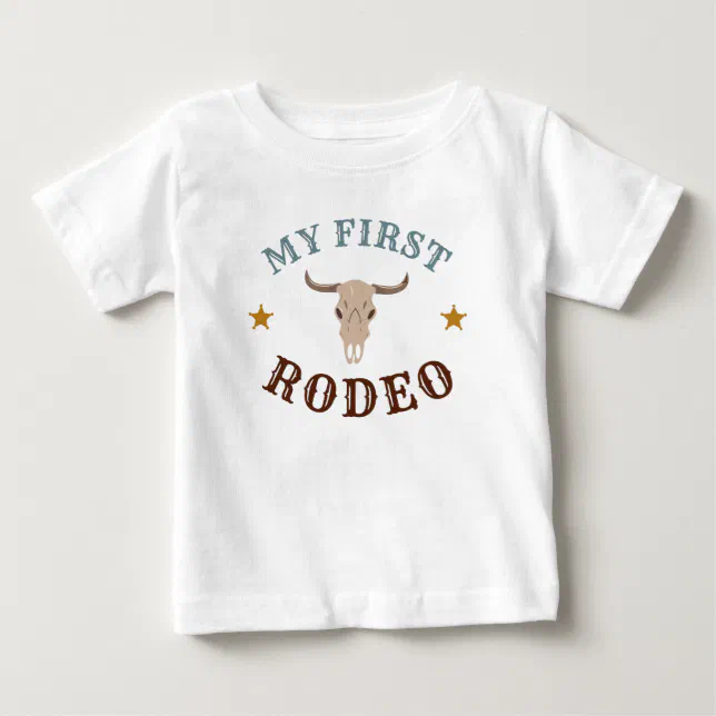 My First Rodeo Western Cowboy 1st Birthday Blue Baby T-Shirt | Zazzle
