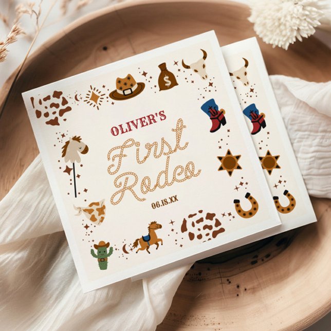 My First Rodeo Western Cowboy 1st Birthday Party Napkins (Creator Uploaded)