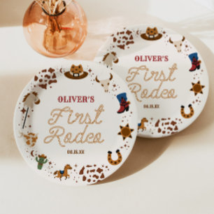My First Rodeo Western Cowboy 1st Birthday Party Paper Plates