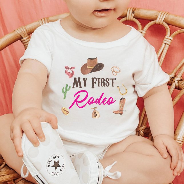 My First Rodeo Western Cowboy 1st First Birthday B Baby T-Shirt (Creator Uploaded)