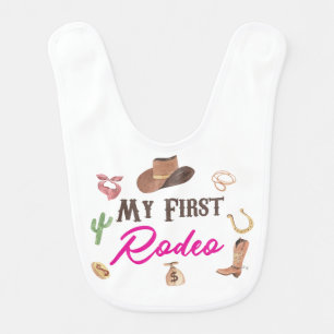 My First Rodeo Western Cowboy 1st First Birthday Baby Bib