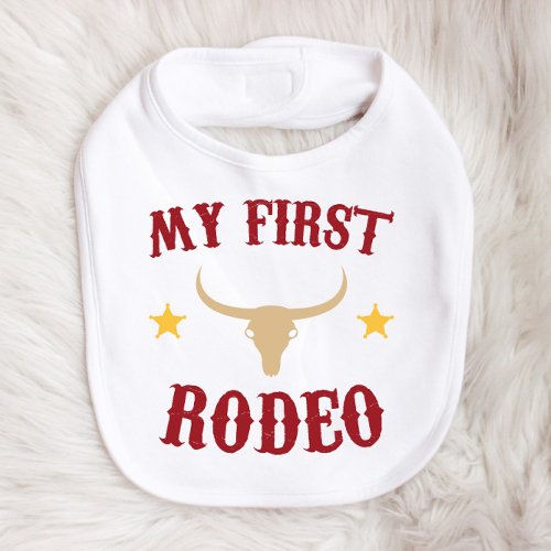 My First Rodeo Western Cowboy 1st First Birthday Baby Bib