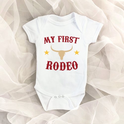 My First Rodeo Western Cowboy 1st First Birthday Baby Bodysuit