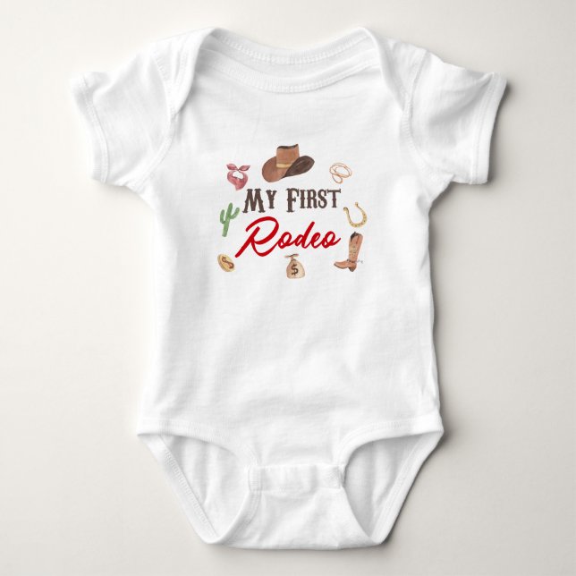 My First Rodeo Western Cowboy 1st First Birthday Baby Bodysuit (Front)