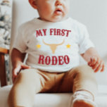 My First Rodeo Western Cowboy 1st First Birthday Baby T-Shirt<br><div class="desc">This is a Red My First Rodeo themed 1st Birthday Baby T-Shirt. 

Cowboys western Wild West,  My first birthday,  bday b-day,  one 1,  birthday ideas,  brown,  my first rodeo red  cow boy</div>