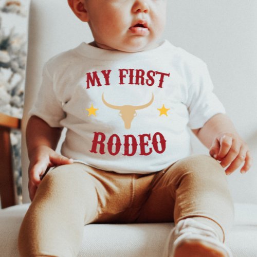 My First Rodeo Western Cowboy 1st First Birthday Baby T_Shirt