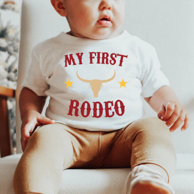 My First Rodeo Western Cowboy 1st First Birthday Baby T-Shirt | Zazzle