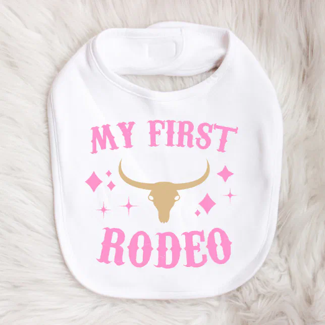 My First Rodeo Western Cowgirl 1st First Birthday Baby Bib | Zazzle